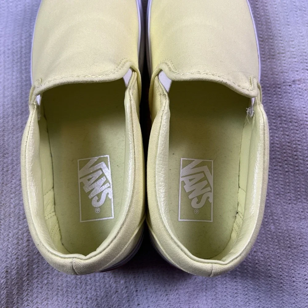 Vans Slip On Shoes Yellow Womens 8 Platform Skater Casual Comfort Classic Summer